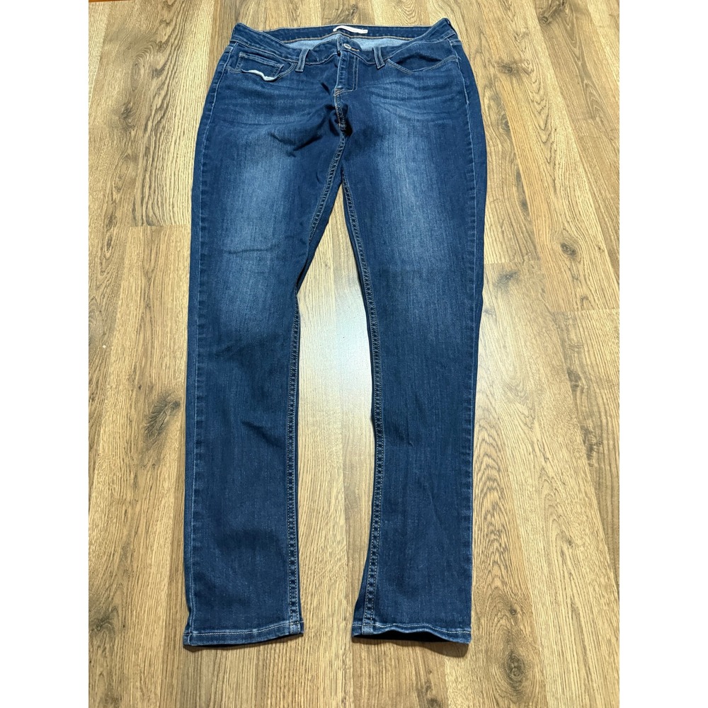 Levi's 535 Jeans Women Size 33 Blue Super Skinny Denim Whiskered Stretch